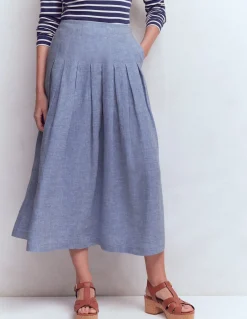 Boden Jupes-Jupe Valentina en lin Chambray Bleu