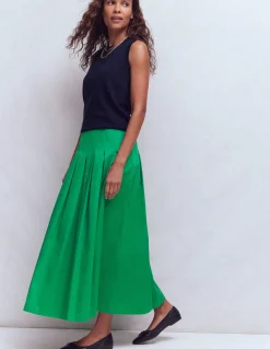 Boden Jupes-Jupe Valentina en satin de coton Émeraude Intense