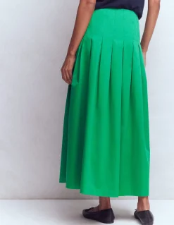 Boden Jupes-Jupe Valentina en satin de coton Émeraude Intense