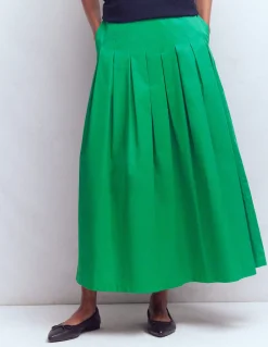 Boden Jupes-Jupe Valentina en satin de coton Émeraude Intense