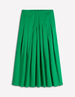 Boden Jupes-Jupe Valentina en satin de coton Émeraude Intense