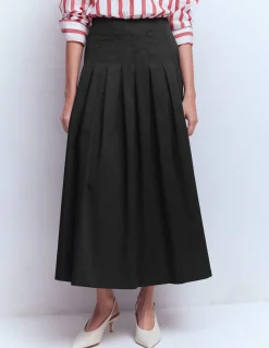 Boden Jupes-Jupe Valentina en satin de coton Noir