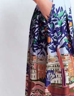 Boden Jupes-Jupe Verity en satin de coton Multi, motif Balcony Scene