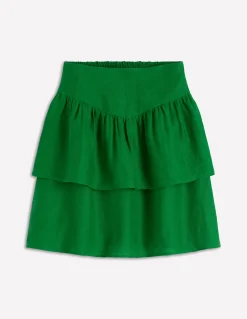 Boden Jupes-Jupe volantée en lin Vert des Highlands