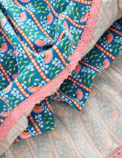 Boden Jupes & Jupes-Shorts-Jupe-short en jersey à volants Motif Floral Vine bleu martin-pêcheur