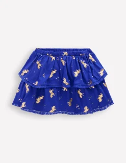 Boden Jupes & Jupes-Shorts-Jupe-short en jersey à volants Chevaux bleu saphir