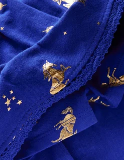 Boden Jupes & Jupes-Shorts-Jupe-short en jersey à volants Chevaux bleu saphir