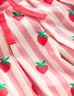 Boden Jupes & Jupes-Shorts-Jupe-short plissée en jersey Fraises rayé rose