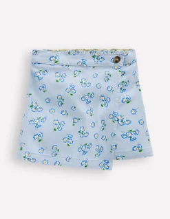 Boden Jupes & Jupes-Shorts-Jupe-short portefeuille tissée Marguerites bleu brumeux