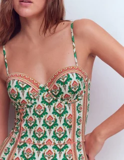 Boden Maillots De Bain-Maillot de bain à bonnets Rhodes Ivoire, motif Ornamental Stamp