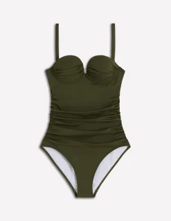 Boden Maillots De Bain-Maillot de bain à bonnets plissés Olive