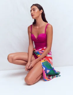 Boden Maillots De Bain-Maillot de bain à bonnets plissés Fuschia vif