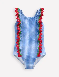 Boden Maillots & Tenues De Plage-Maillot de bain à détails 3D Vichy bleu glacier