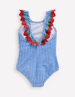 Boden Maillots & Tenues De Plage-Maillot de bain à détails 3D Vichy bleu glacier