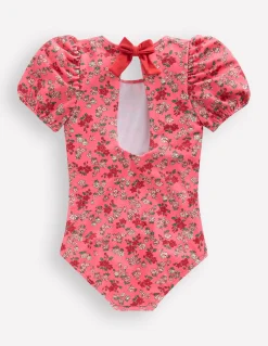 Boden Maillots & Tenues De Plage-Maillot de bain à manches bouffantes Motif Meadow Floral rose saumon