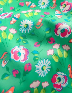 Boden Maillots & Tenues De Plage-Maillot de bain à manches bouffantes Fleurs et papillons aigue-marine