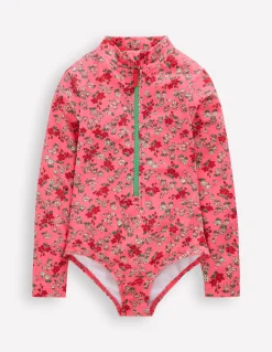 Boden Maillots & Tenues De Plage-Maillot de bain à manches longues Motif Meadow Floral rose saumon