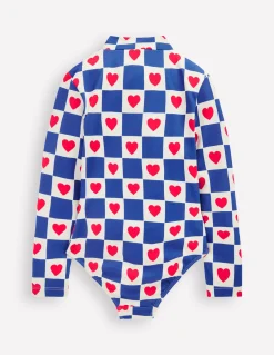Boden Maillots & Tenues De Plage-Maillot de bain à manches longues Motif Heart Stamp geai bleu