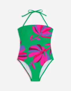 Boden Maillots De Bain-Maillot de bain bandeau Paros Vert tambourin, motif Daisy Cascade