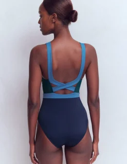 Boden Maillots De Bain-Maillot de bain Campania croisé dans le dos Colourblock vert pacifique
