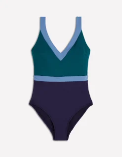 Boden Maillots De Bain-Maillot de bain Campania croisé dans le dos Colourblock vert pacifique