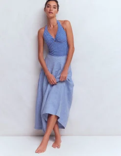 Boden Maillots De Bain-Maillot de bain dos-nu avec nœud Bleu vif, vichy