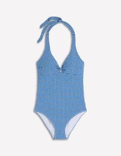 Boden Maillots De Bain-Maillot de bain dos-nu avec nœud Bleu vif, vichy
