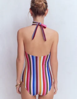 Boden Maillots De Bain-Maillot de bain dos-nu avec nœud À Rayures Multicolores