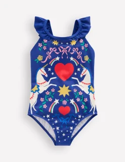 Boden Maillots & Tenues De Plage-Maillot de bain Hallie à bretelles volantées Licorne bleu saphir