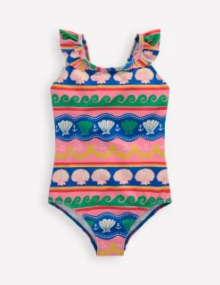 Boden Maillots & Tenues De Plage-Maillot de bain Hallie à bretelles volantées Rayé coquillage multi