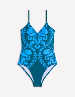 Boden Maillots De Bain-Maillot de bain imprimé à bretelles Vert, motif Decorative Lattice