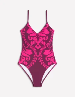 Boden Maillots De Bain-Maillot de bain imprimé à bretelles Aronia, motif Decorative Lattice