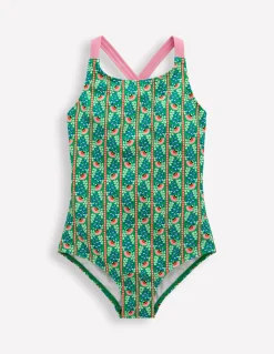 Boden Maillots & Tenues De Plage-Maillot de bain imprimé croisé dans le dos Motif Floral Vine vert