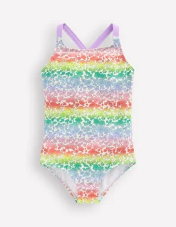 Boden Maillots & Tenues De Plage-Maillot de bain imprimé croisé dans le dos Lit de fleurs dégradé arc-en-ciel