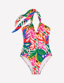 Boden Maillots De Bain-Maillot de bain Minori dos-nu à nœud Multi, motif Leafy Cascade