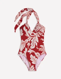 Boden Maillots De Bain-Maillot de bain Minori dos-nu à nœud Salsa, motif Botanical Flourish