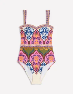 Boden Maillots De Bain-Maillot de bain épuré à encolure en cœur Multi, motif Ornamental Garden
