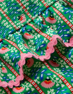 Boden Maillots & Tenues De Plage-Maillot de bain smocké à basque Motif Floral Vine vert