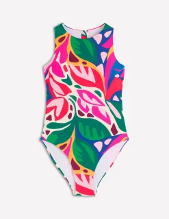 Boden Maillots De Bain-Maillot de bain sportif avec passepoil Multi, motif Leafy Cascade