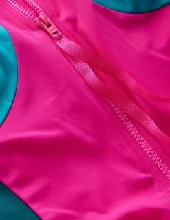 Boden Maillots De Bain-Maillot de bain sportif avec passepoil Rose, colourblock