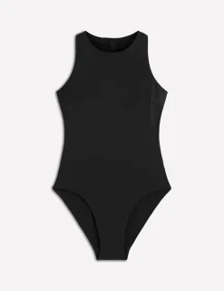 Boden Maillots De Bain-Maillot de bain sportif avec passepoil Noir