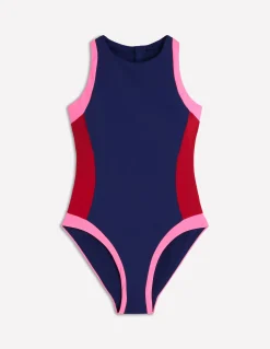 Boden Maillots De Bain-Maillot de bain sportif avec passepoil Bleu marine, colourblock