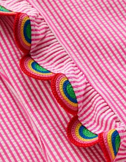 Boden Maillots & Tenues De Plage-Maillot de bain volanté à manches longues Arcs-en-ciel rayé rose fluo