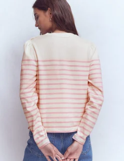 Boden Tops & T-Shirts-Marinière à épaules boutonnées Rayé rose, motif Spring Blossom