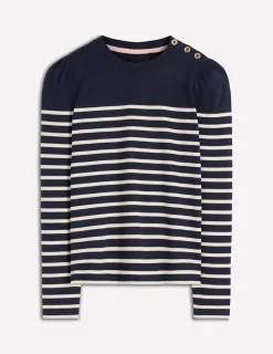 Boden Tops & T-Shirts-Marinière à épaules boutonnées Bleu Marine/Ivoire
