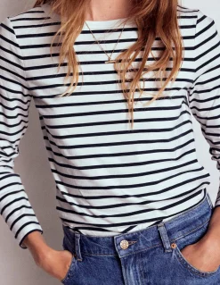 Boden Tops & T-Shirts-Marinière Olivia à manches longues Ivoire, bleu marine
