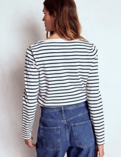 Boden Tops & T-Shirts-Marinière Olivia à manches longues Ivoire, bleu marine