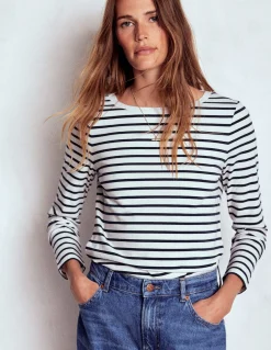 Boden Tops & T-Shirts-Marinière Olivia à manches longues Ivoire, bleu marine