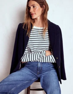 Boden Tops & T-Shirts-Marinière Olivia à manches longues Ivoire, bleu marine