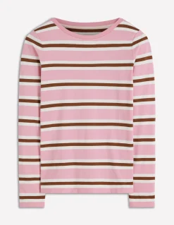 Boden Tops & T-Shirts-Marinière Olivia à manches longues Rayé rose formica et brun roux